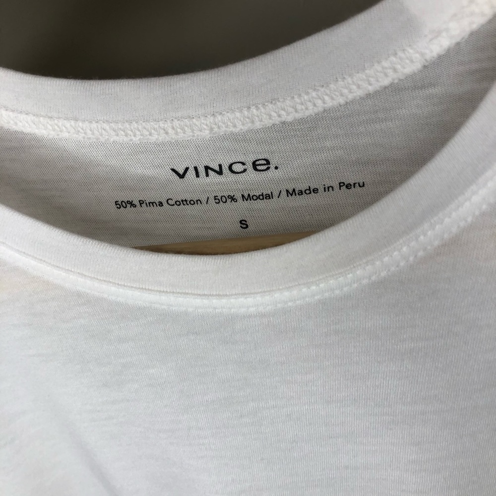 VINCE White Pima Cotton Soft Tee Shirt Small New - Picture 5 of 8